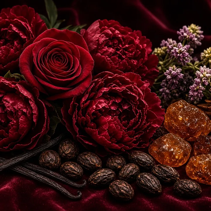 Amber Rouge — художественный постер и атмосфера аромата, Edgardio Chilini